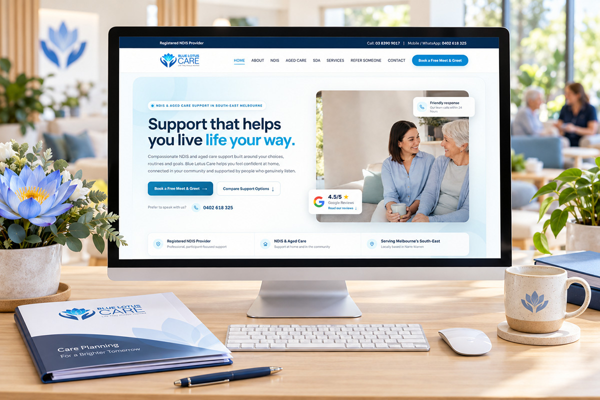 Blue Lotus Care NDIS and aged care website designed by TD Interactives